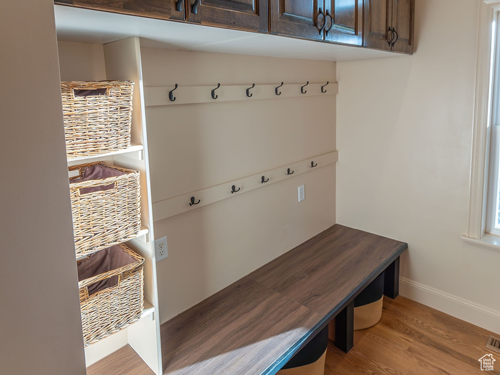 Mudroom featuring light hardwood / wood-style floors