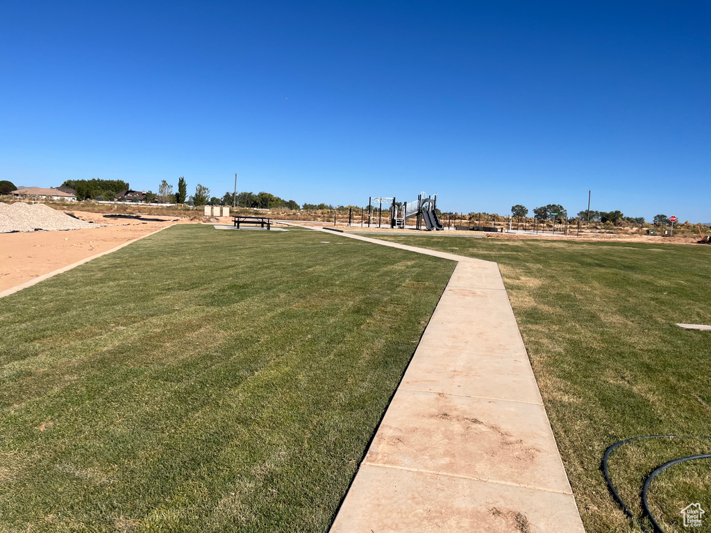 View of yard with a playground