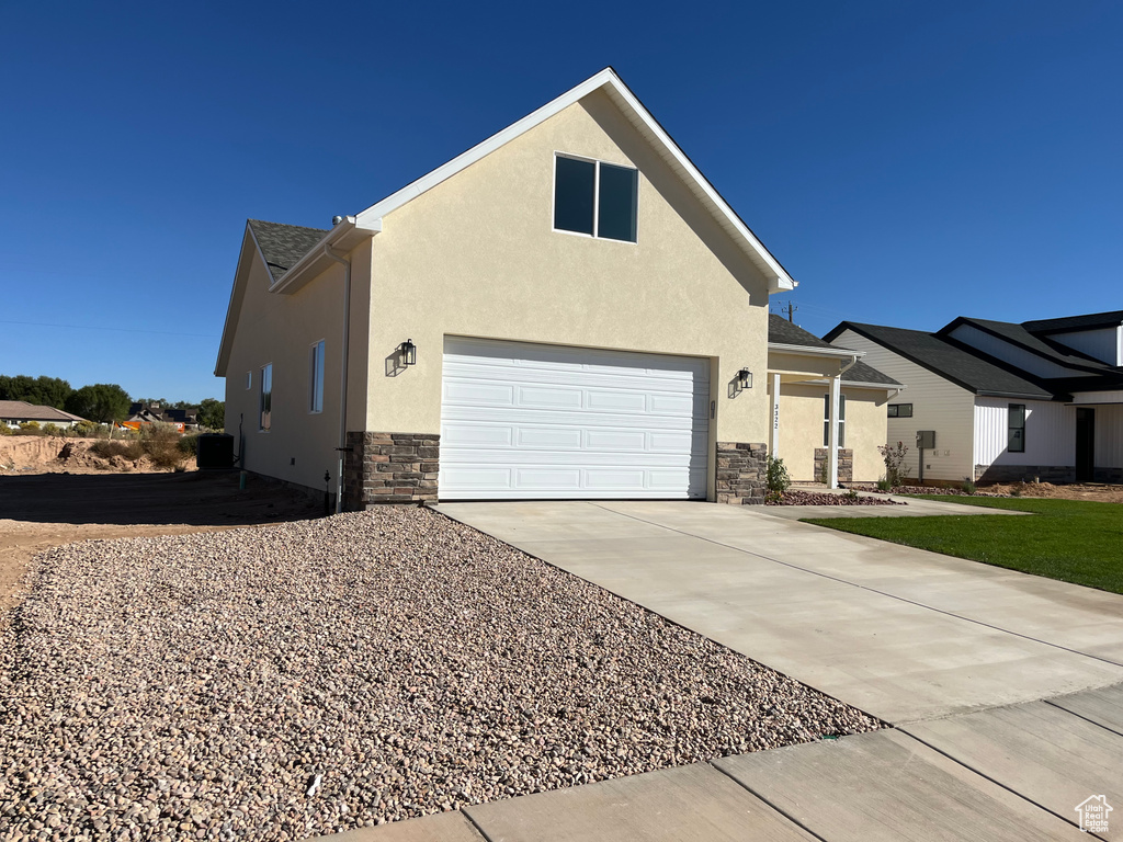 View of front facade with a garage