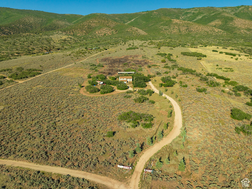 Aerial view featuring a mountain view