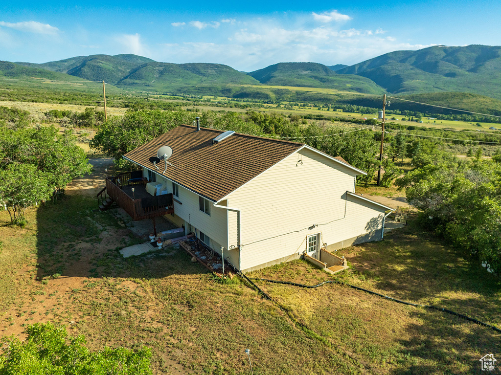 Exterior space with a mountain view