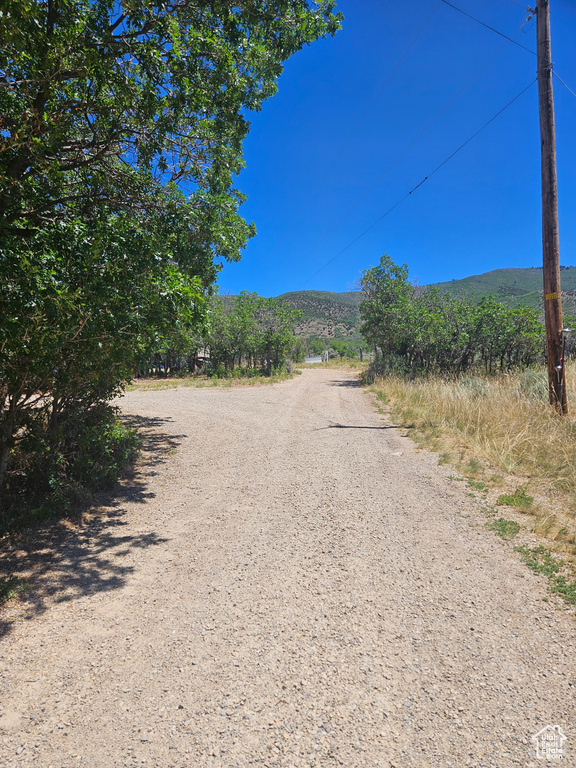 View of street with a mountain view