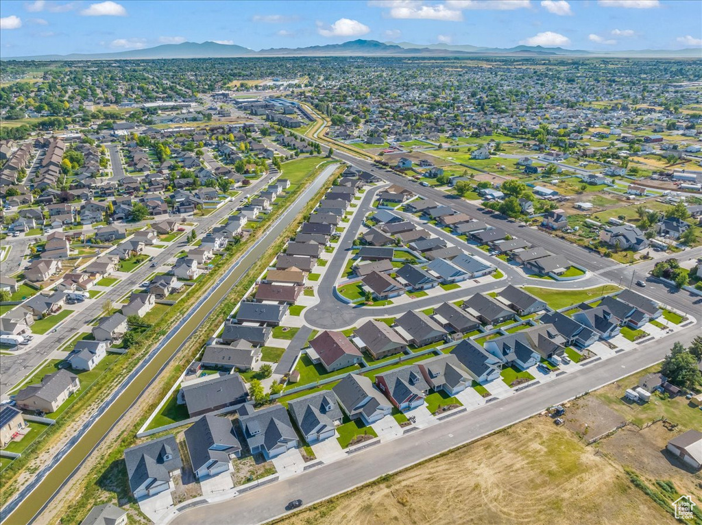 Drone / aerial view with a mountain view