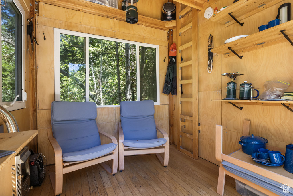 Interior space with hardwood / wood-style floors