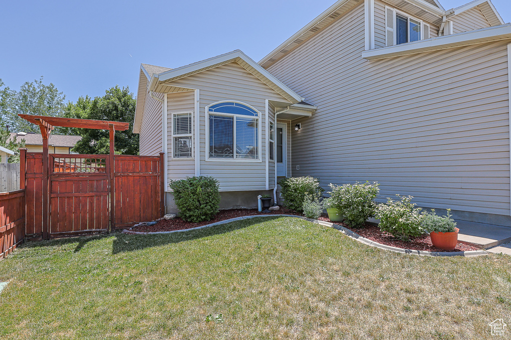 View of front of home with a front yard