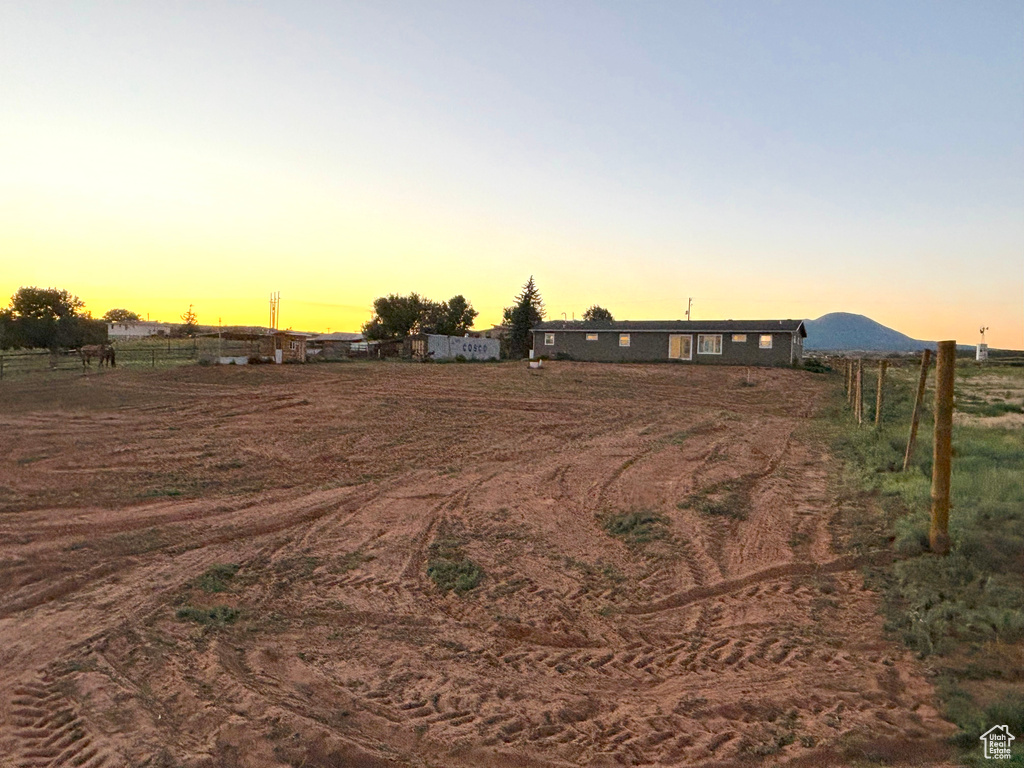 View of yard at dusk