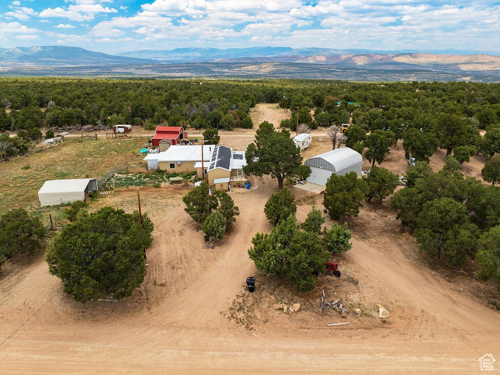 Bird\'s eye view featuring a mountain view