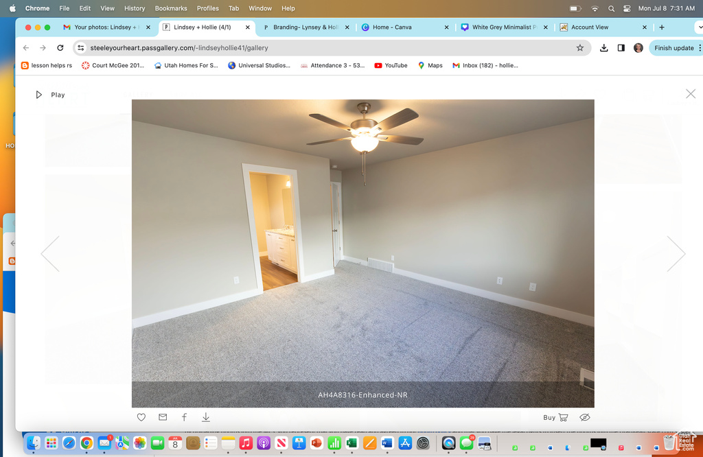 Spare room with carpet floors and ceiling fan