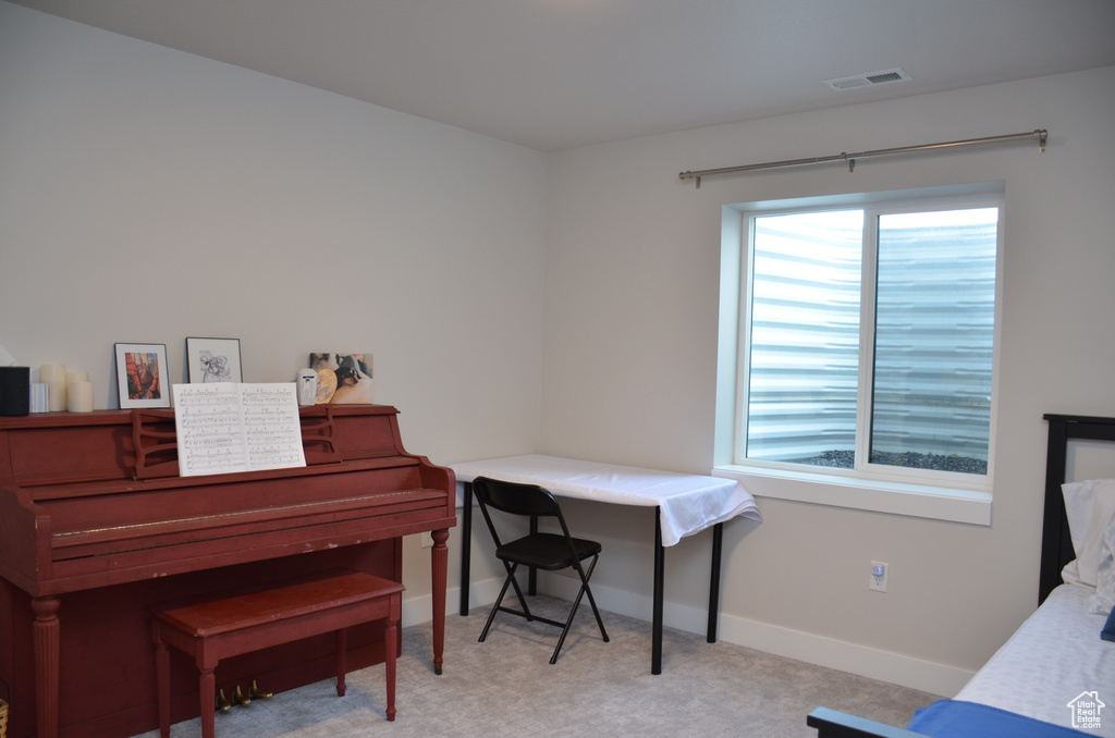 Misc room featuring light colored carpet and plenty of natural light