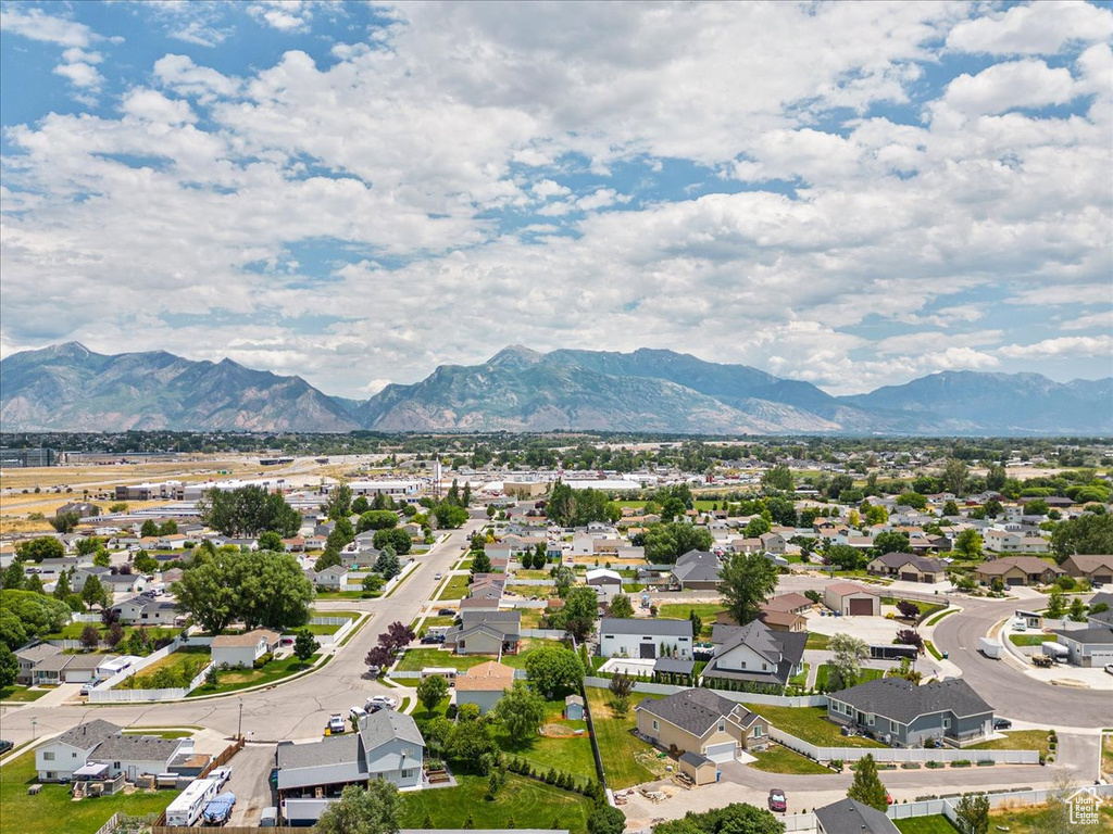 Drone / aerial view with a mountain view