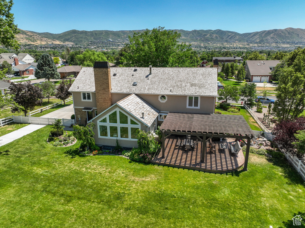 Drone / aerial view with a mountain view