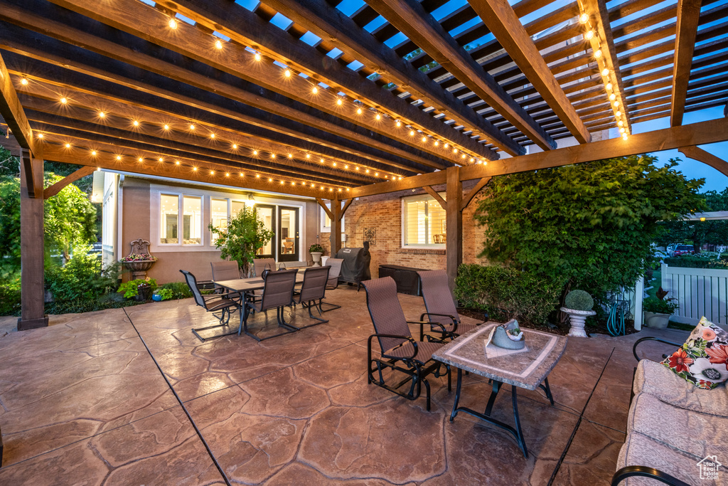 View of patio featuring a pergola