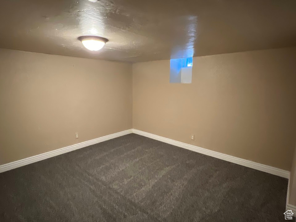 Basement featuring carpet flooring