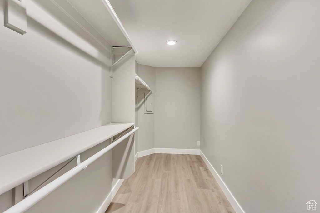 Walk in closet featuring light hardwood / wood-style floors