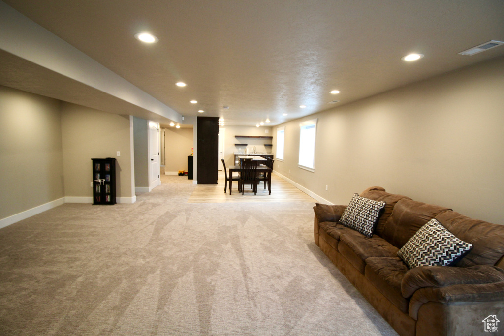 View of carpeted living room