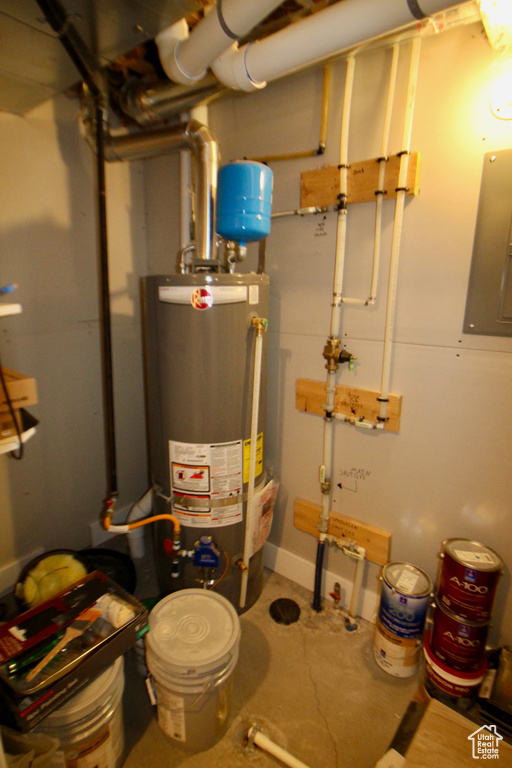 Utilities with water heater and electric panel