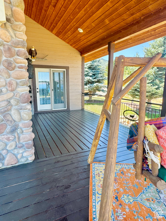 View of wooden deck