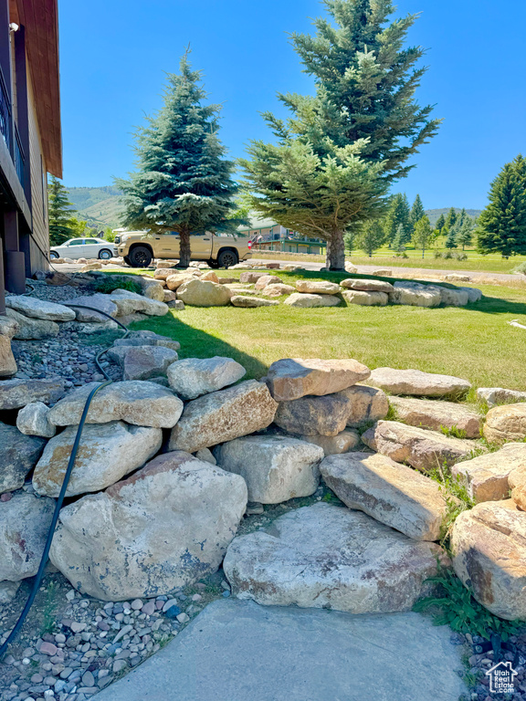 View of yard featuring a mountain view