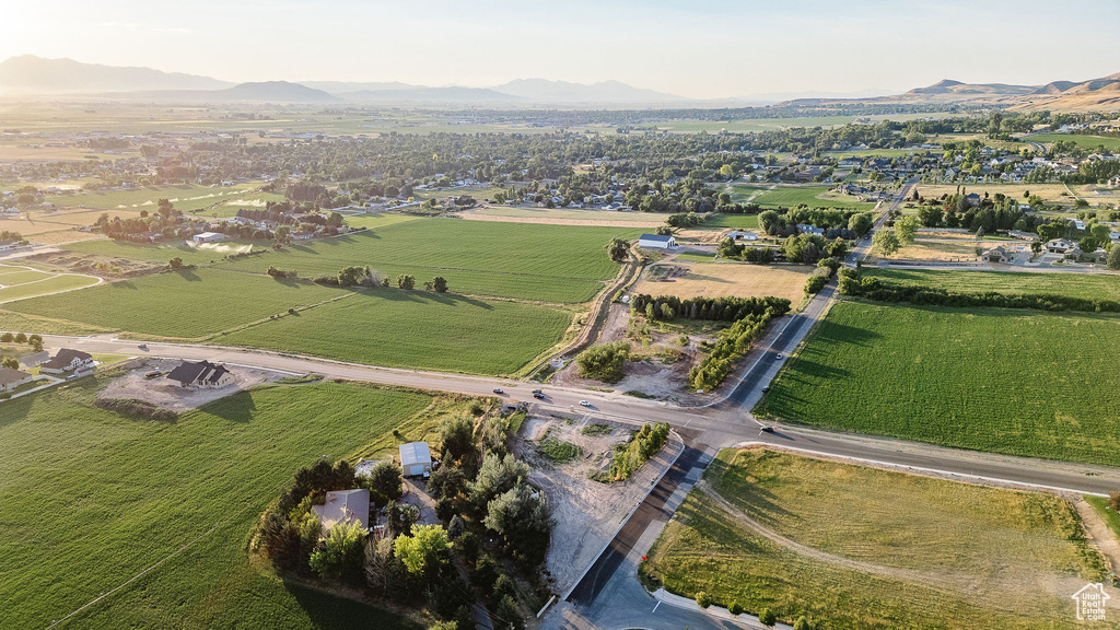 Aerial view featuring a mountain view and a rural view
