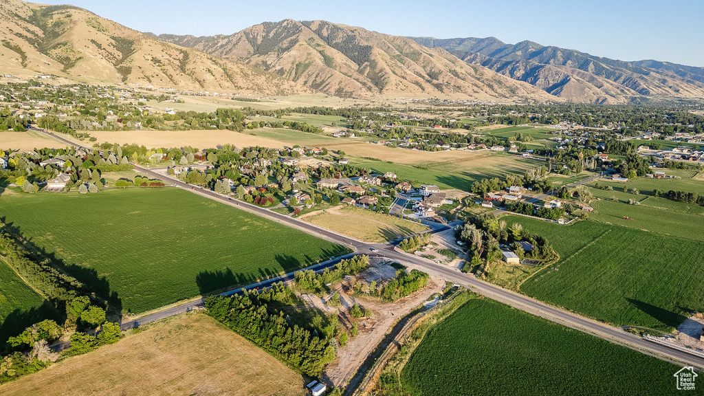Aerial view featuring a mountain view and a rural view