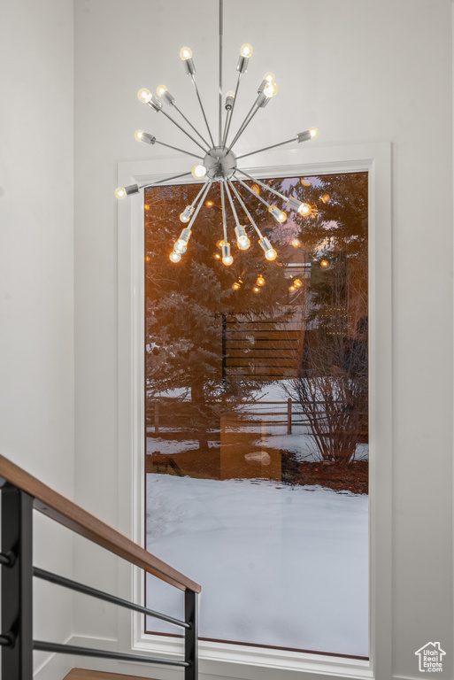 Details with a notable chandelier