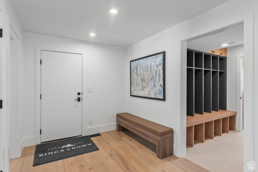 Entryway featuring light hardwood / wood-style flooring