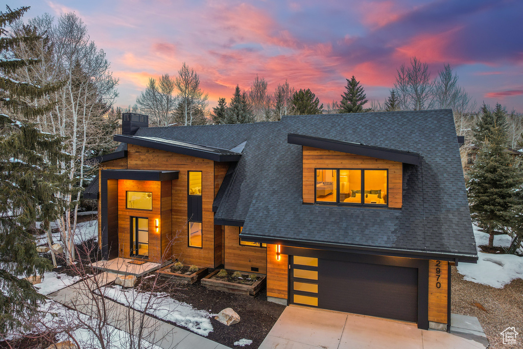 Contemporary house with a garage