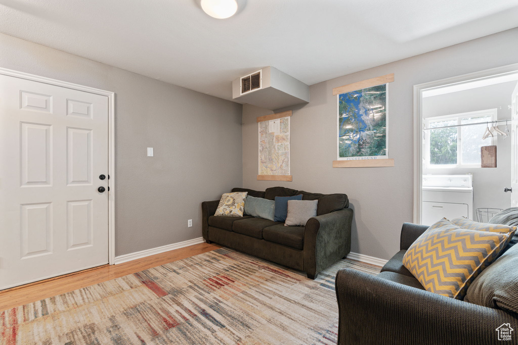 Living room featuring light wood-type flooring