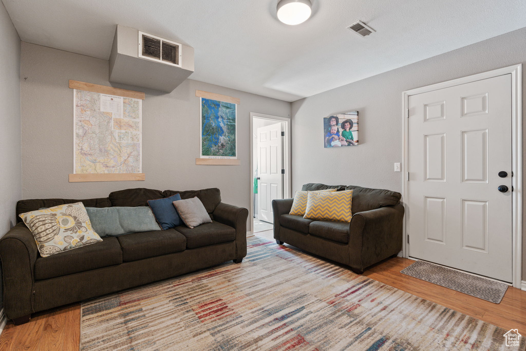 Living room featuring wood-type flooring