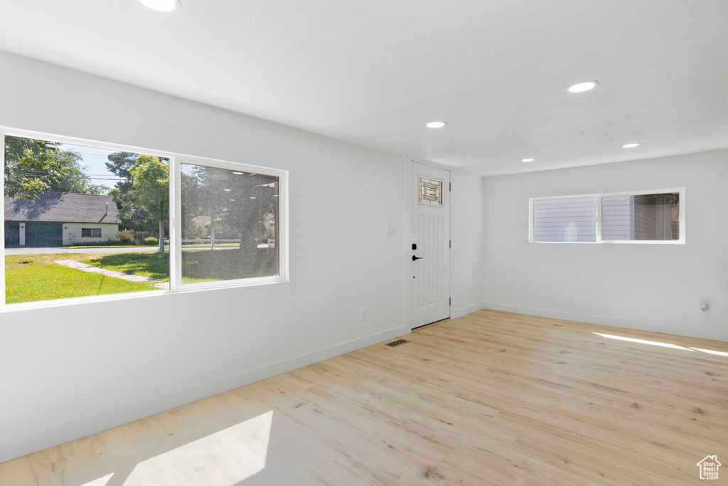 Interior space with light hardwood / wood-style floors