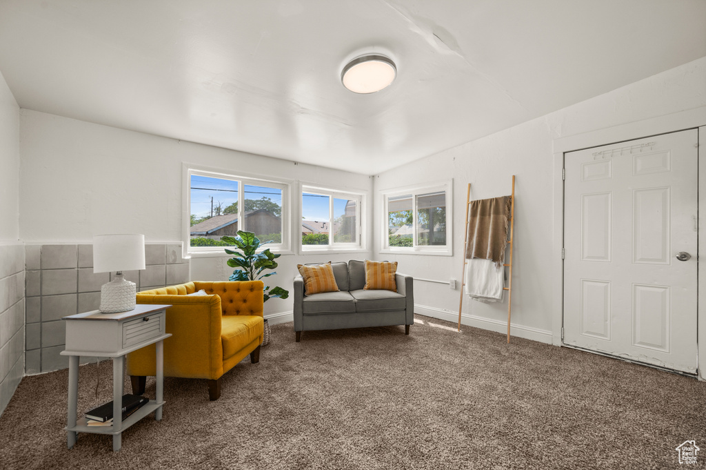 Sitting room featuring carpet