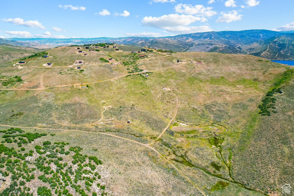 Drone / aerial view with a mountain view