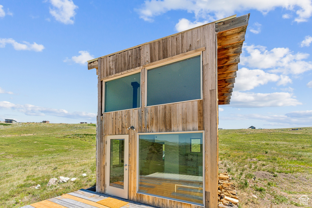 Exterior space featuring a rural view