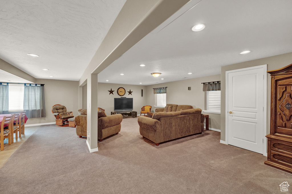 View of carpeted living room