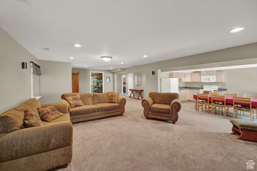 View of carpeted living room