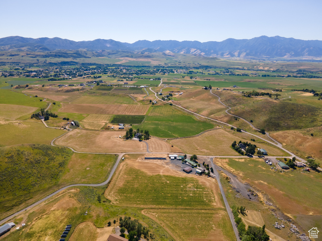 Aerial view featuring a mountain view and a rural view