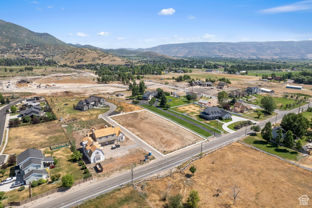 Bird's eye view with a mountain view