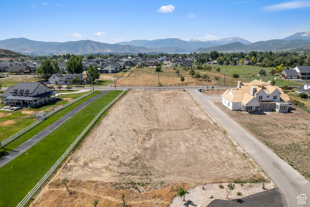 Drone / aerial view with a mountain view