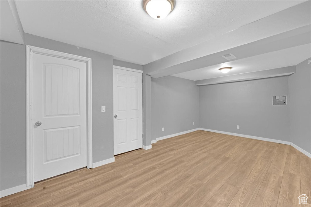 Interior space with light hardwood / wood-style floors