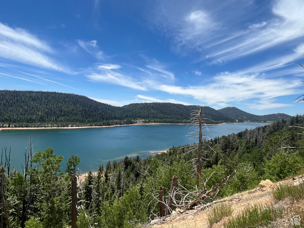 Water view with a mountain view