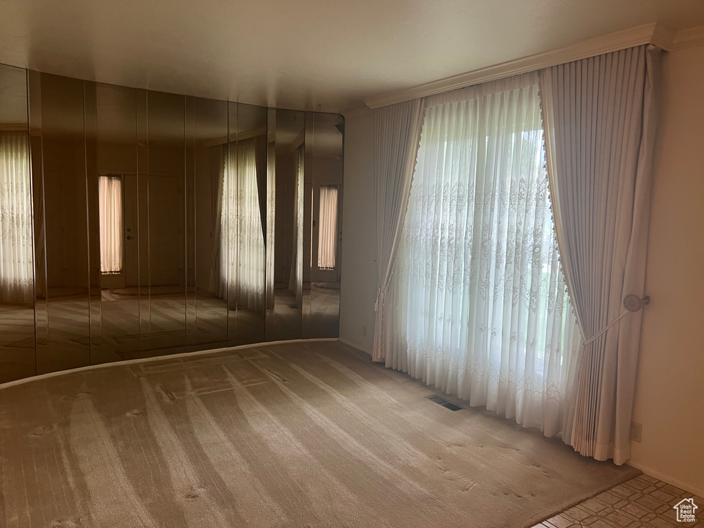 Carpeted empty room with a healthy amount of sunlight