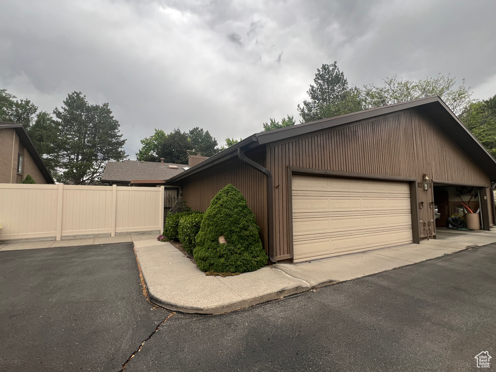 View of front of home with a garage