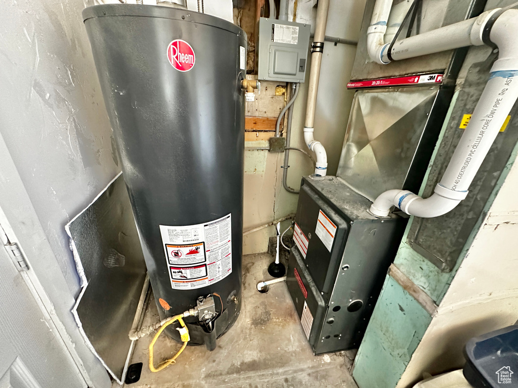 Utilities featuring gas water heater