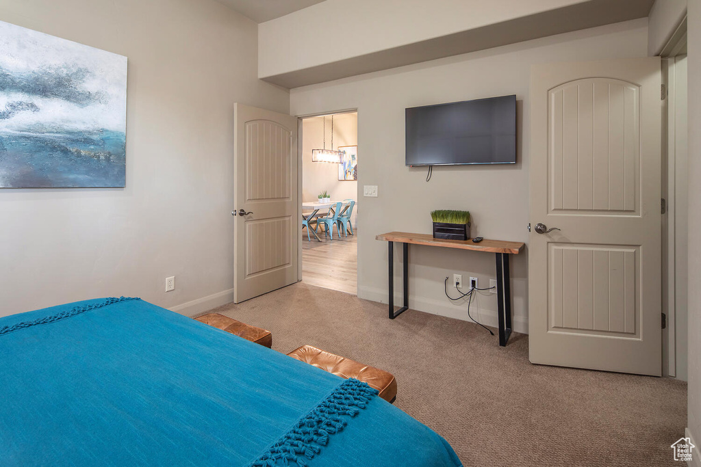 Bedroom featuring carpet