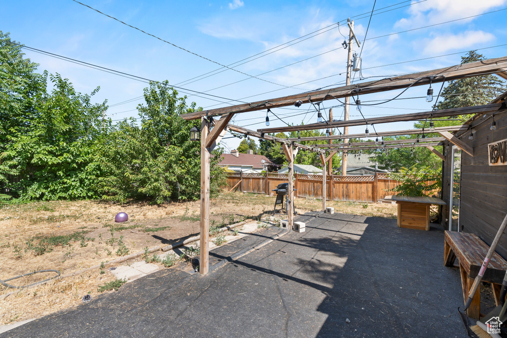 View of patio with a pergola