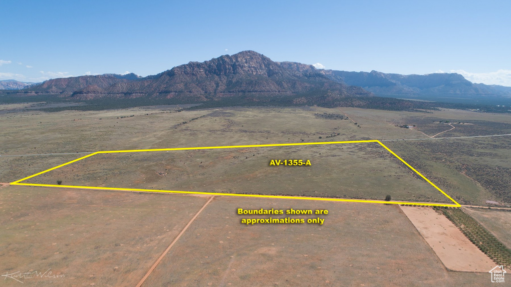 Birds eye view of property with a mountain view