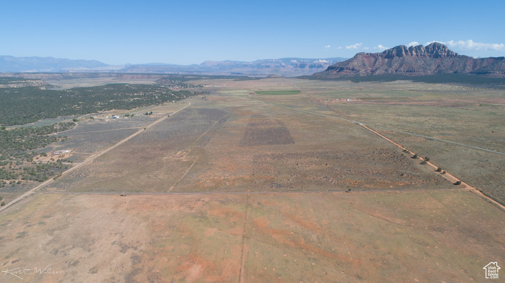 Aerial view with a mountain view and a rural view