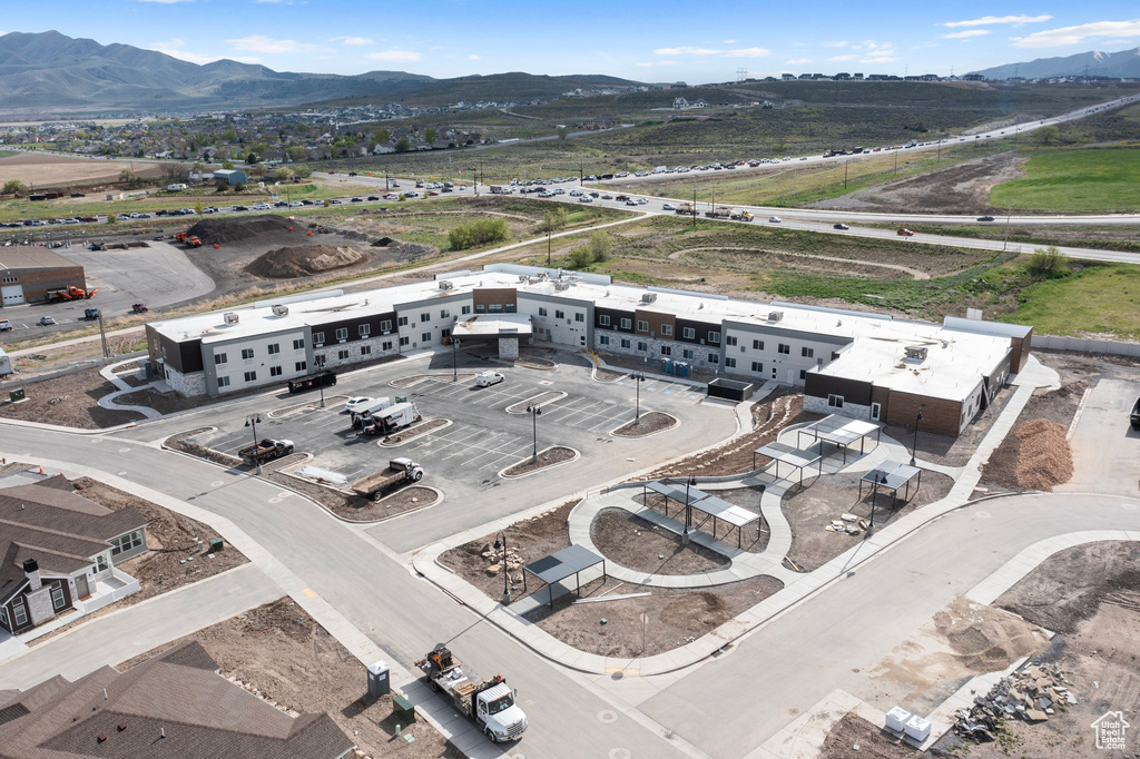 Aerial view featuring a mountain view