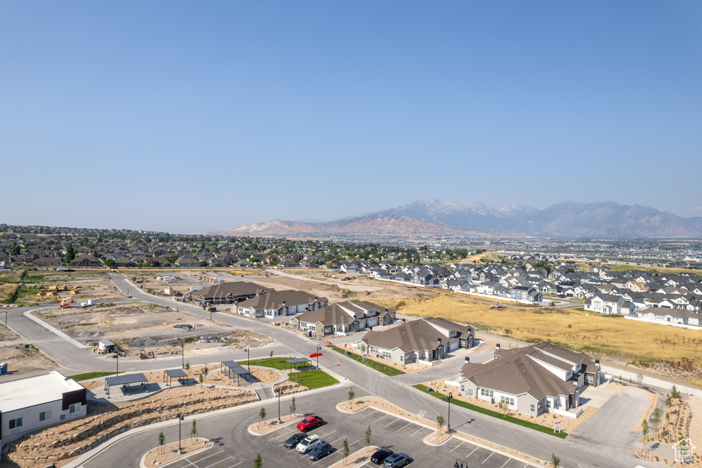 Aerial view featuring a mountain view