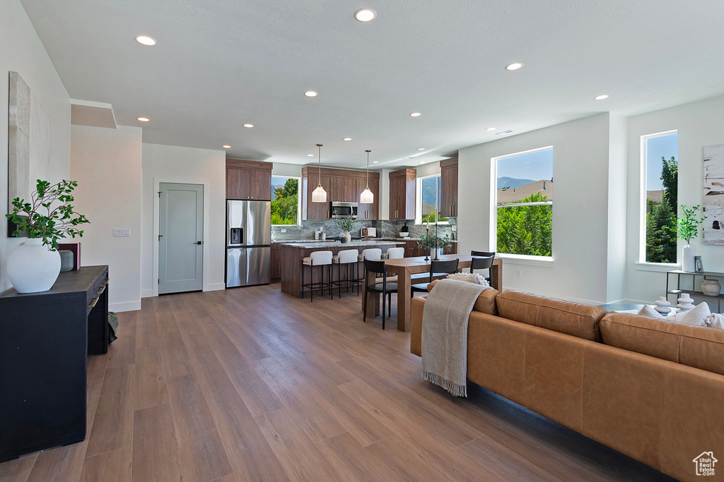 Living room featuring wood-type flooring